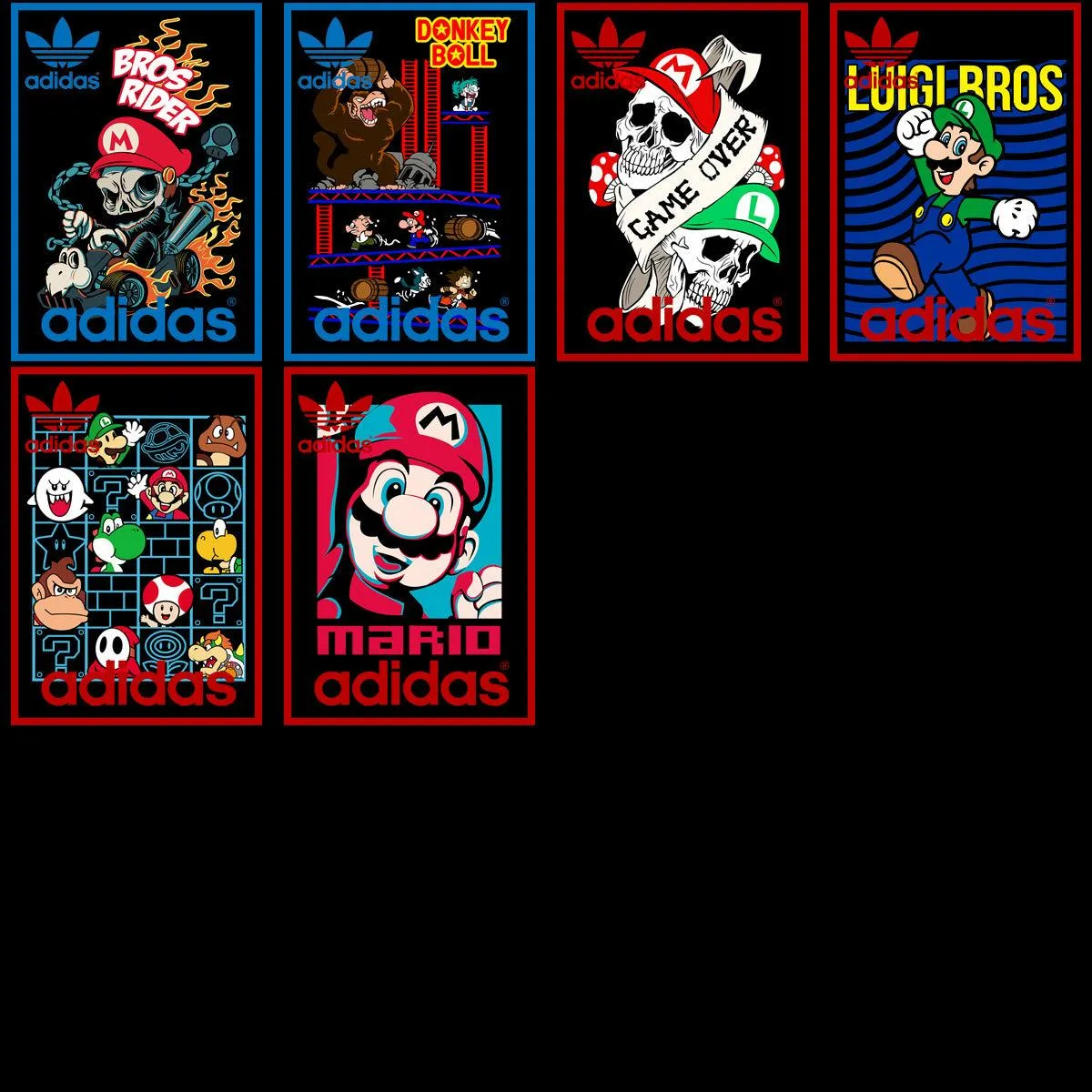 17 Mario Gaming Sport Brand Streetwear Designs Bundle PNG