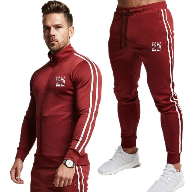 2 Piece Men Hoodies Pants Sport Suit Jordan Men Clothing Set Gym Sport wear Tracksuit Fitness Bodybuilding  Suit Jogger Men Set