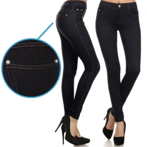 2 Women Stretchy Denim Jegging Jeans Pants Tummy Control Fitted Black Small Sale