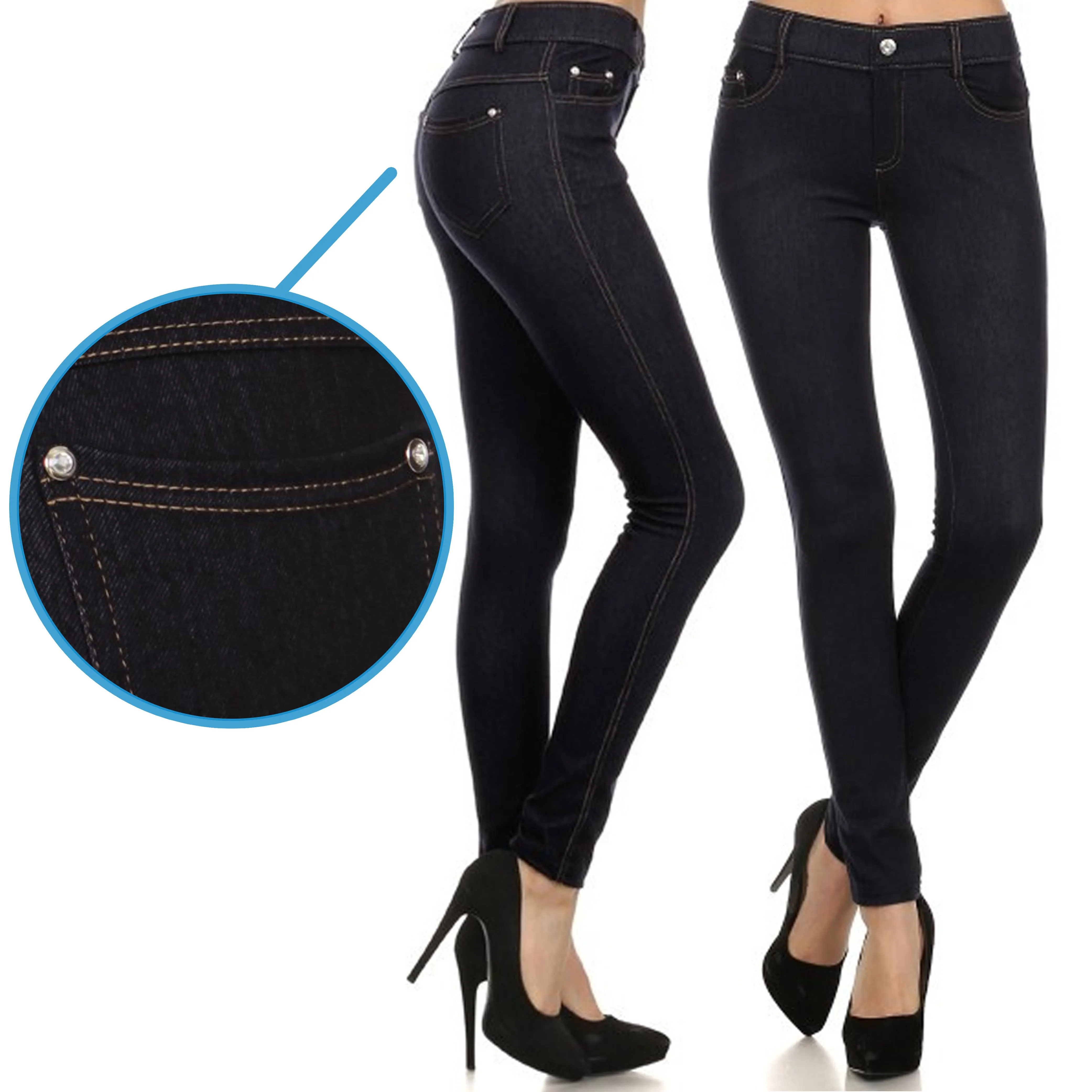 2 Women Stretchy Denim Jegging Jeans Pants Tummy Control Fitted Black Small Sale