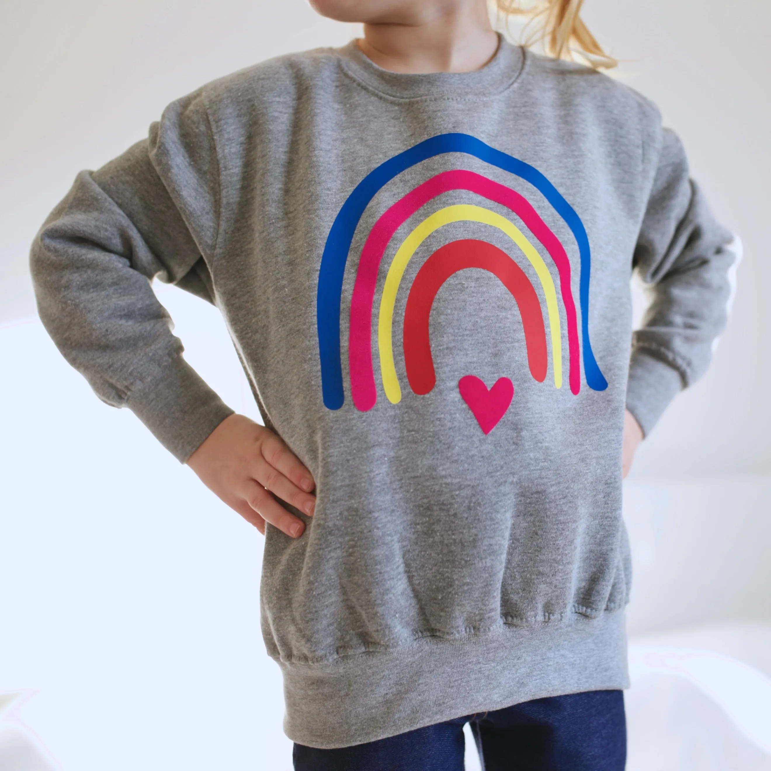 Adult & Child Grey Neon rainbow sweater