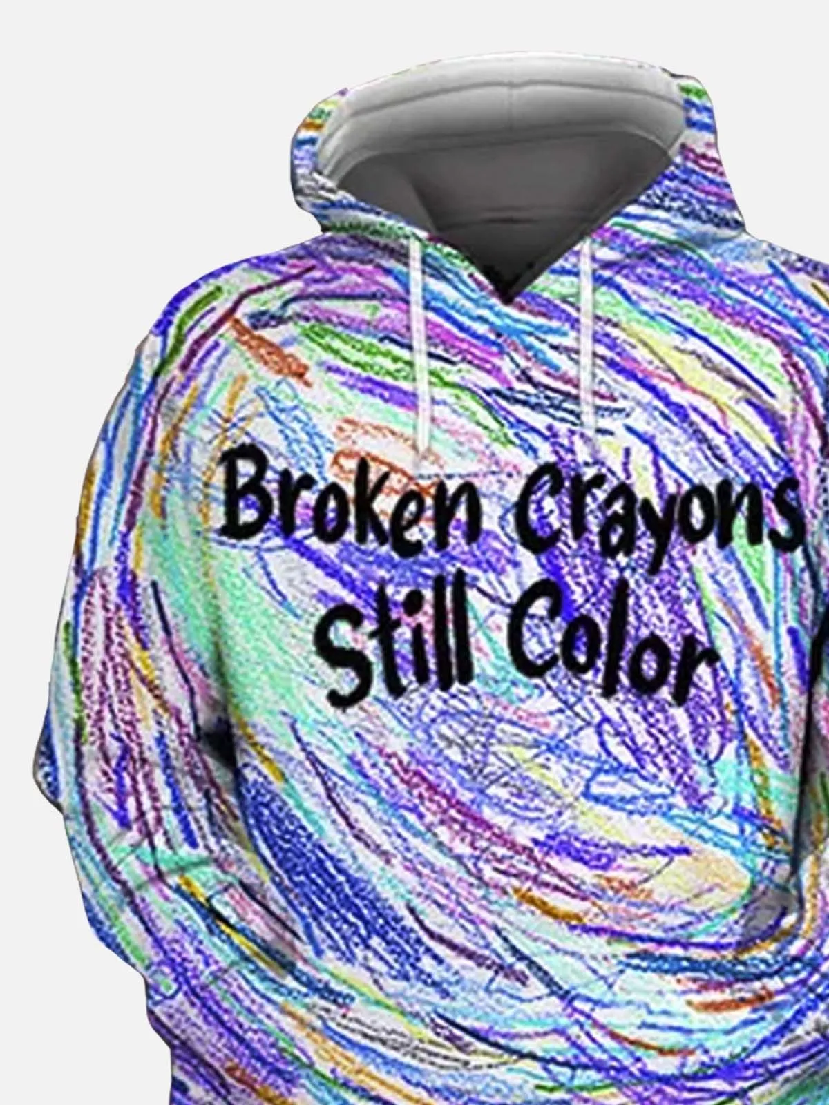 Alohadaddy Broken Crayon Still Colorful Zip Fleece Hoodies Coat Mental Health Warm Comfort Plush Zip Cardigan Jackets Outwear
