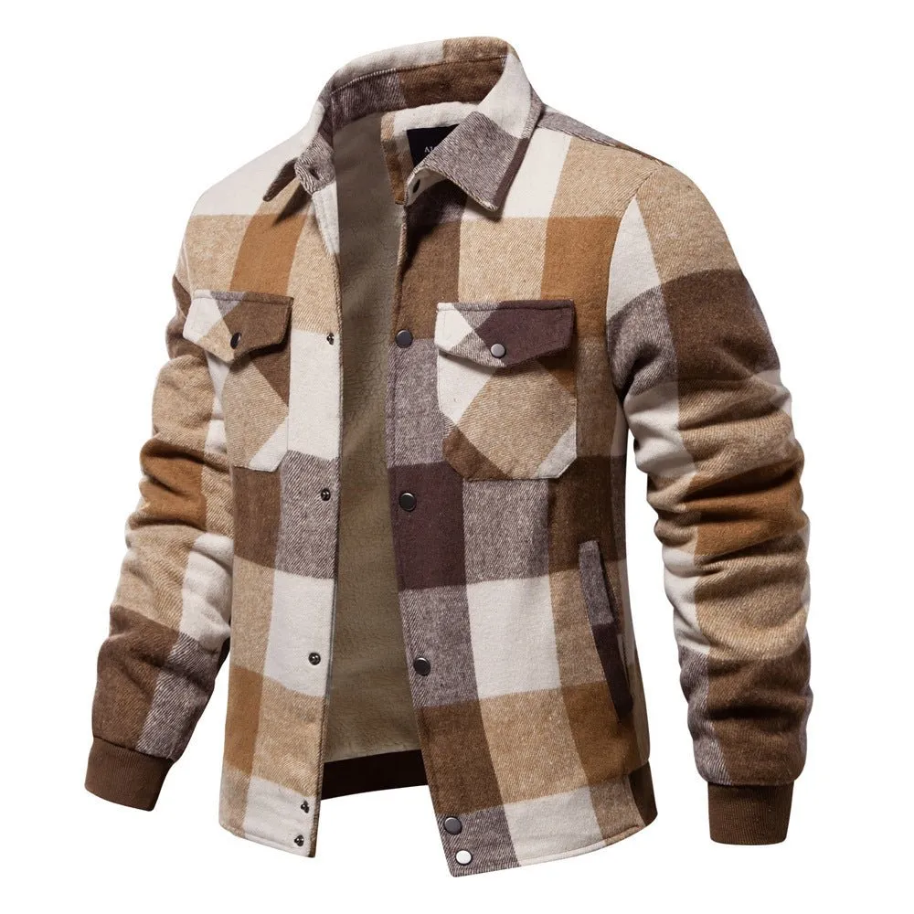 Autumn And Winter Men's Jacket Casual Plaid Coat