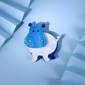Blue Hippo Handmade Acrylic Brooch