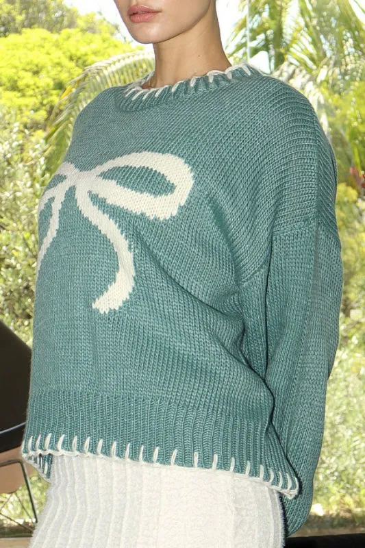 bow sweater - viridian