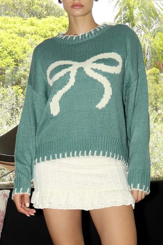 bow sweater - viridian