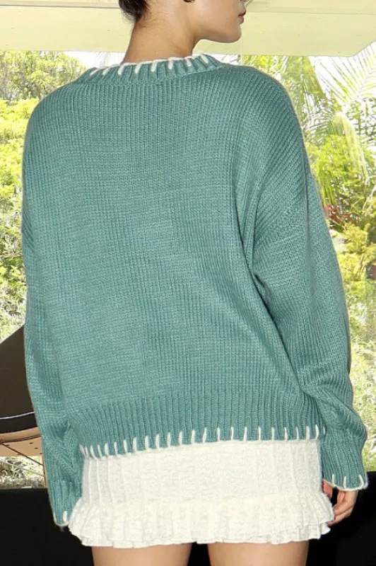 bow sweater - viridian