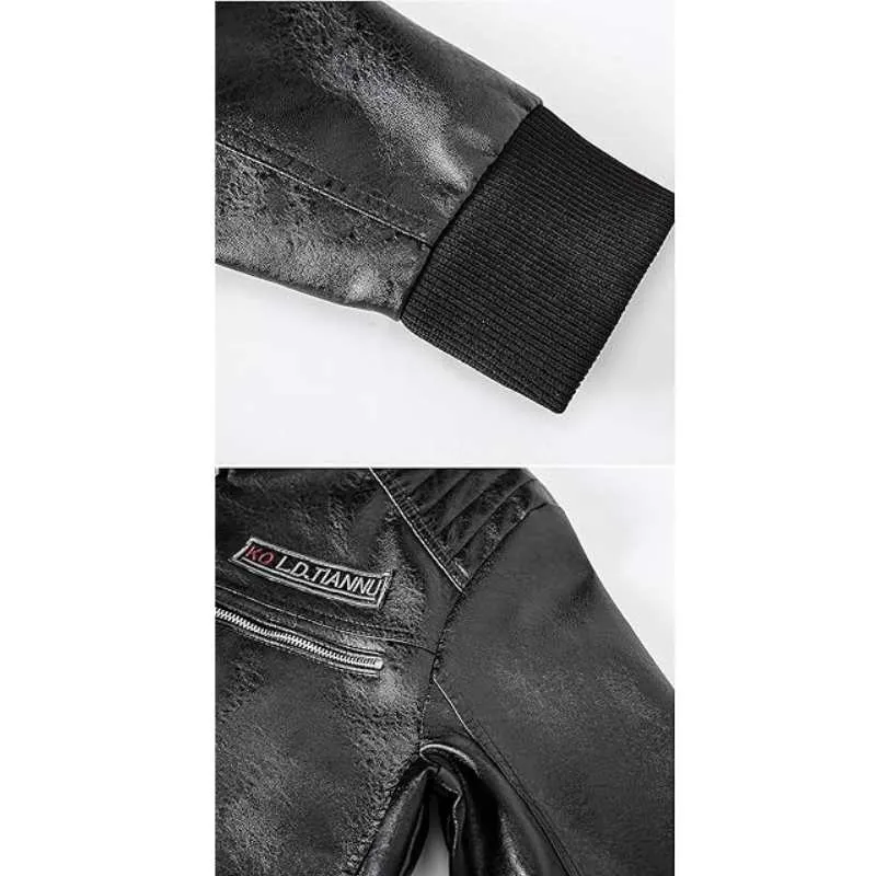 Classic Faux Leather Jacket Men Plus Size