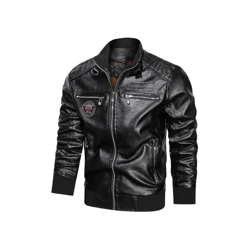 Classic Faux Leather Jacket Men Plus Size