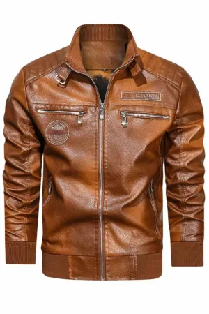 Classic Faux Leather Jacket Men Plus Size