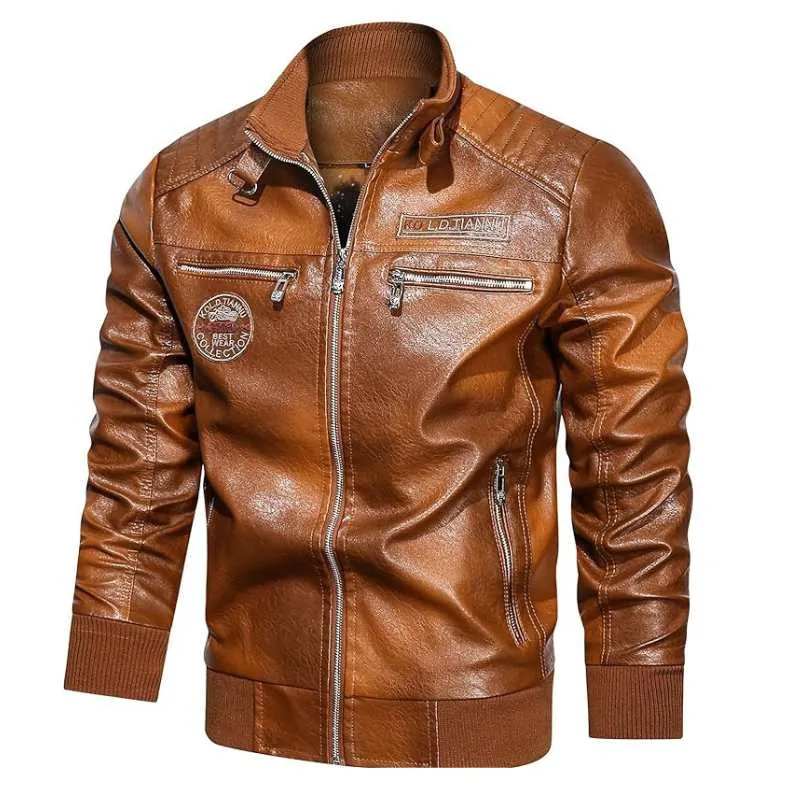 Classic Faux Leather Jacket Men Plus Size