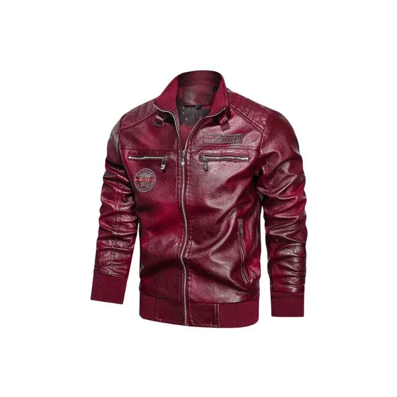 Classic Faux Leather Jacket Men Plus Size