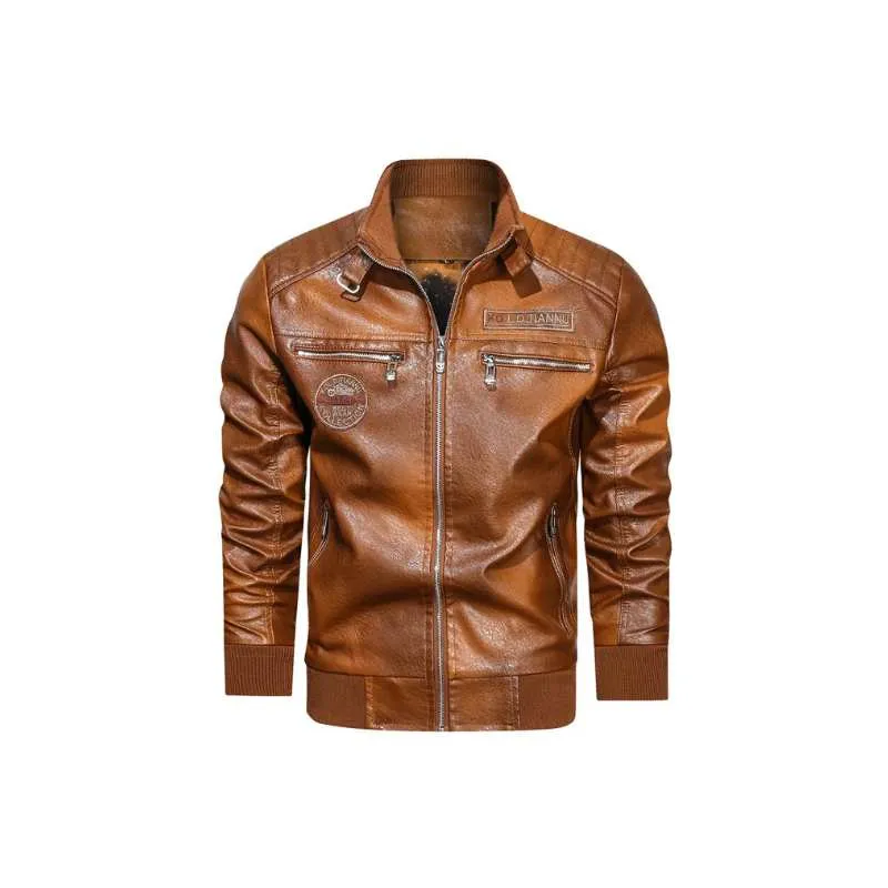 Classic Faux Leather Jacket Men Plus Size