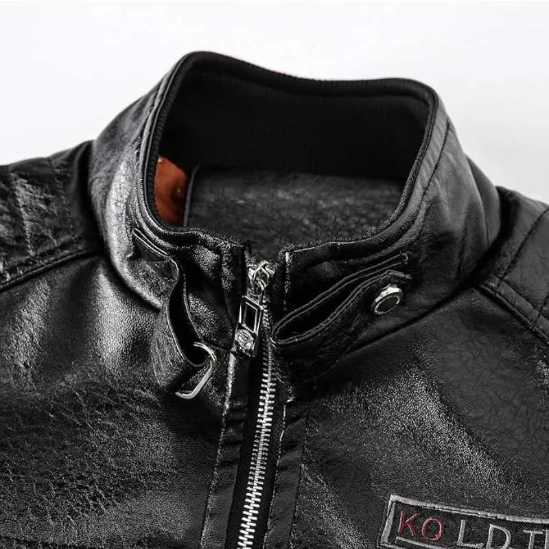 Classic Faux Leather Jacket Men Plus Size