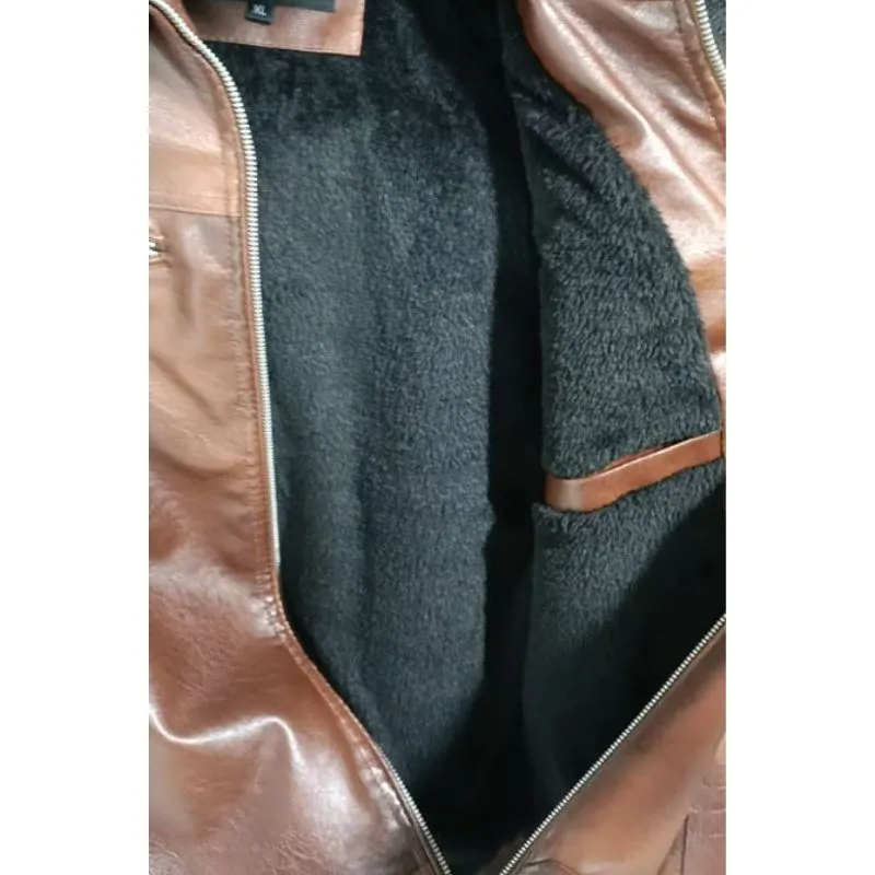 Classic Faux Leather Jacket Men Plus Size