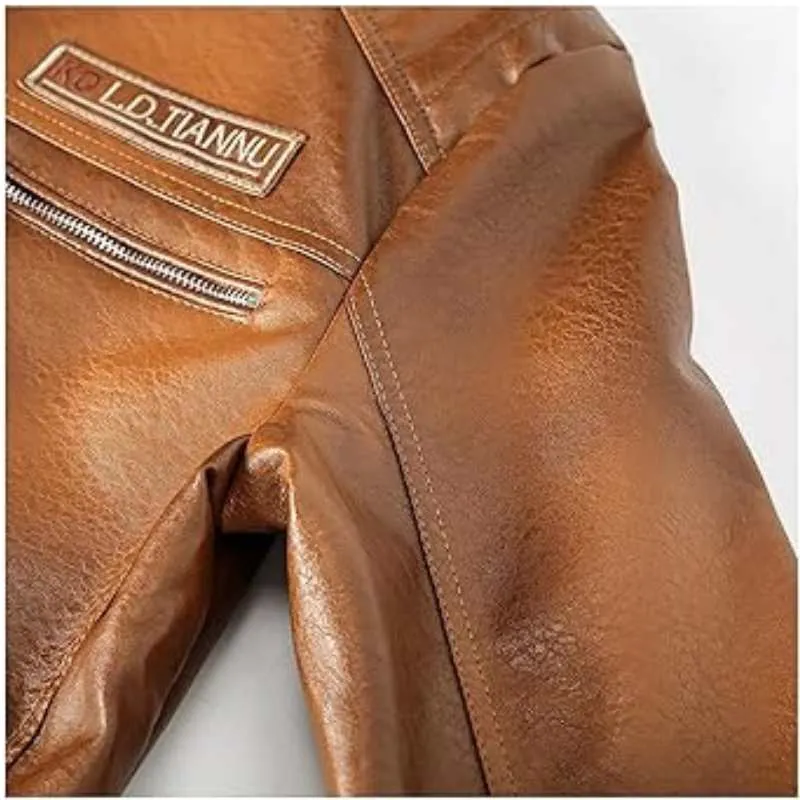 Classic Faux Leather Jacket Men Plus Size