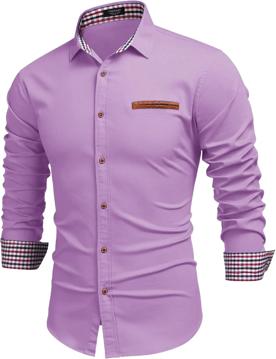 COOFANDY Men's Casual Dress Shirt Button Down Shirts Long-Sleeve Plaid Collar Denim Work Shirt