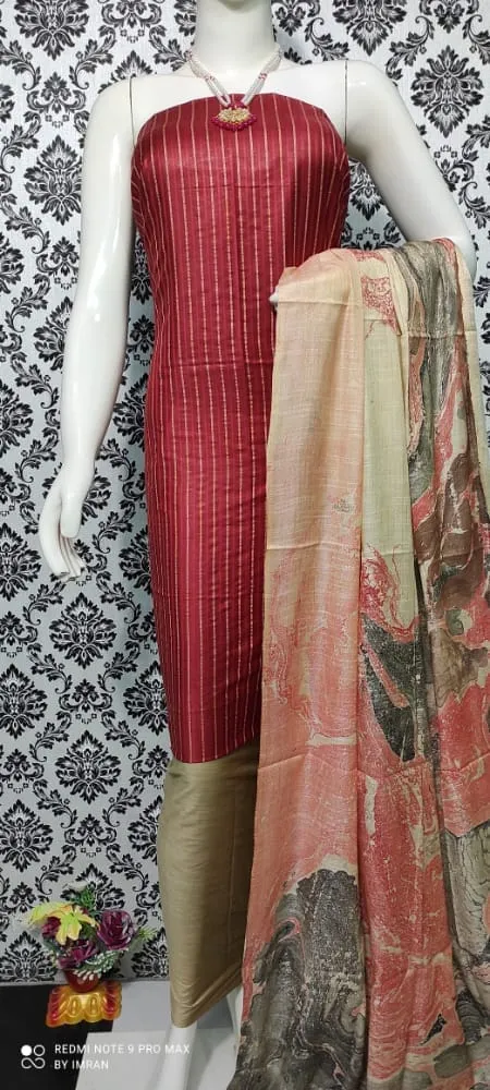 Cotton Silk Dress Material with Oil print Dupatta