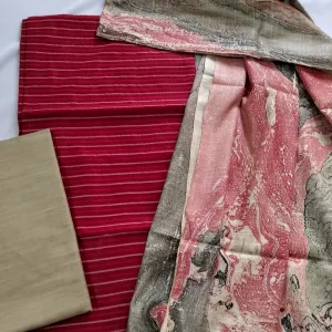 Cotton Silk Dress Material with Oil print Dupatta