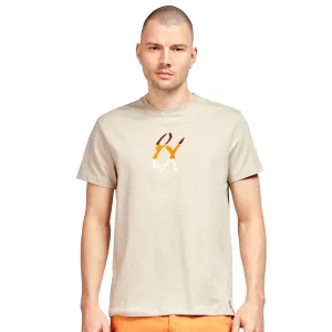 Embroidered Tri-Color Logo Graphic T-Shirt - Beige