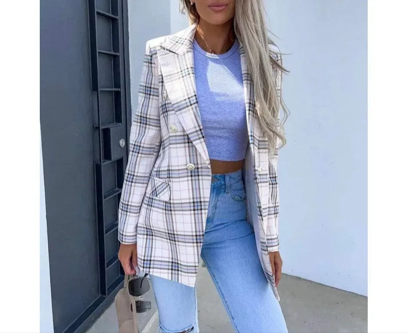Fashion Print Plaid Blazer
