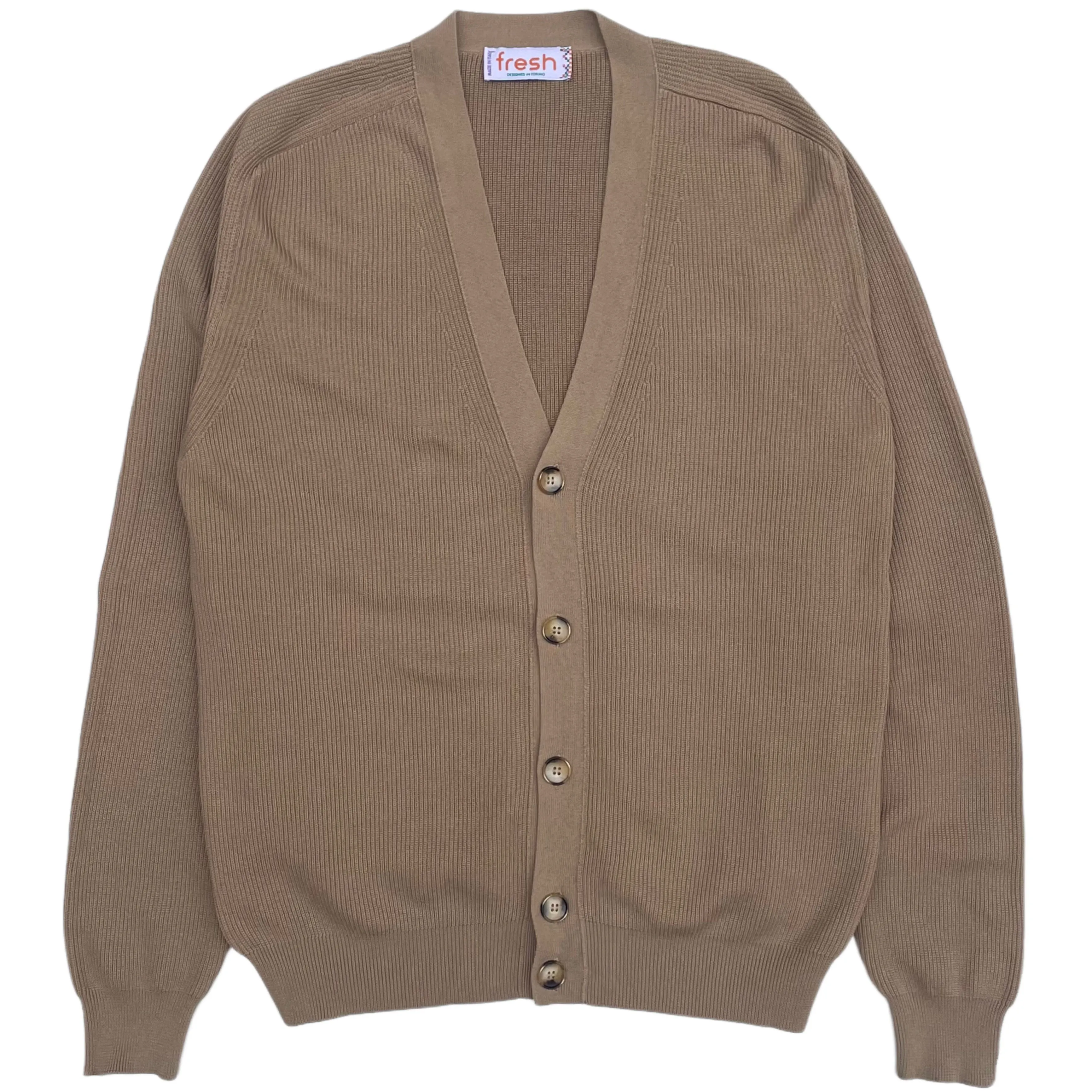 FRESH Scott Luxury Cotton Cardigan In Sand
