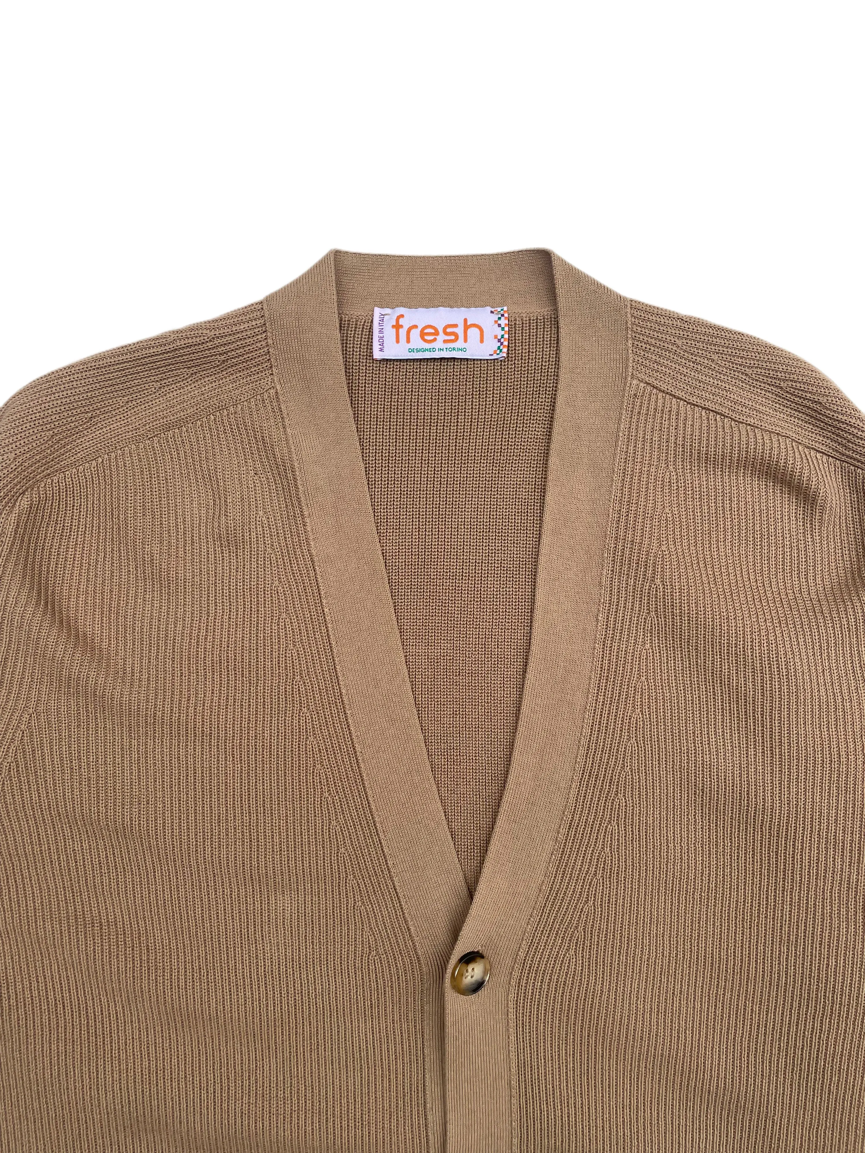 FRESH Scott Luxury Cotton Cardigan In Sand