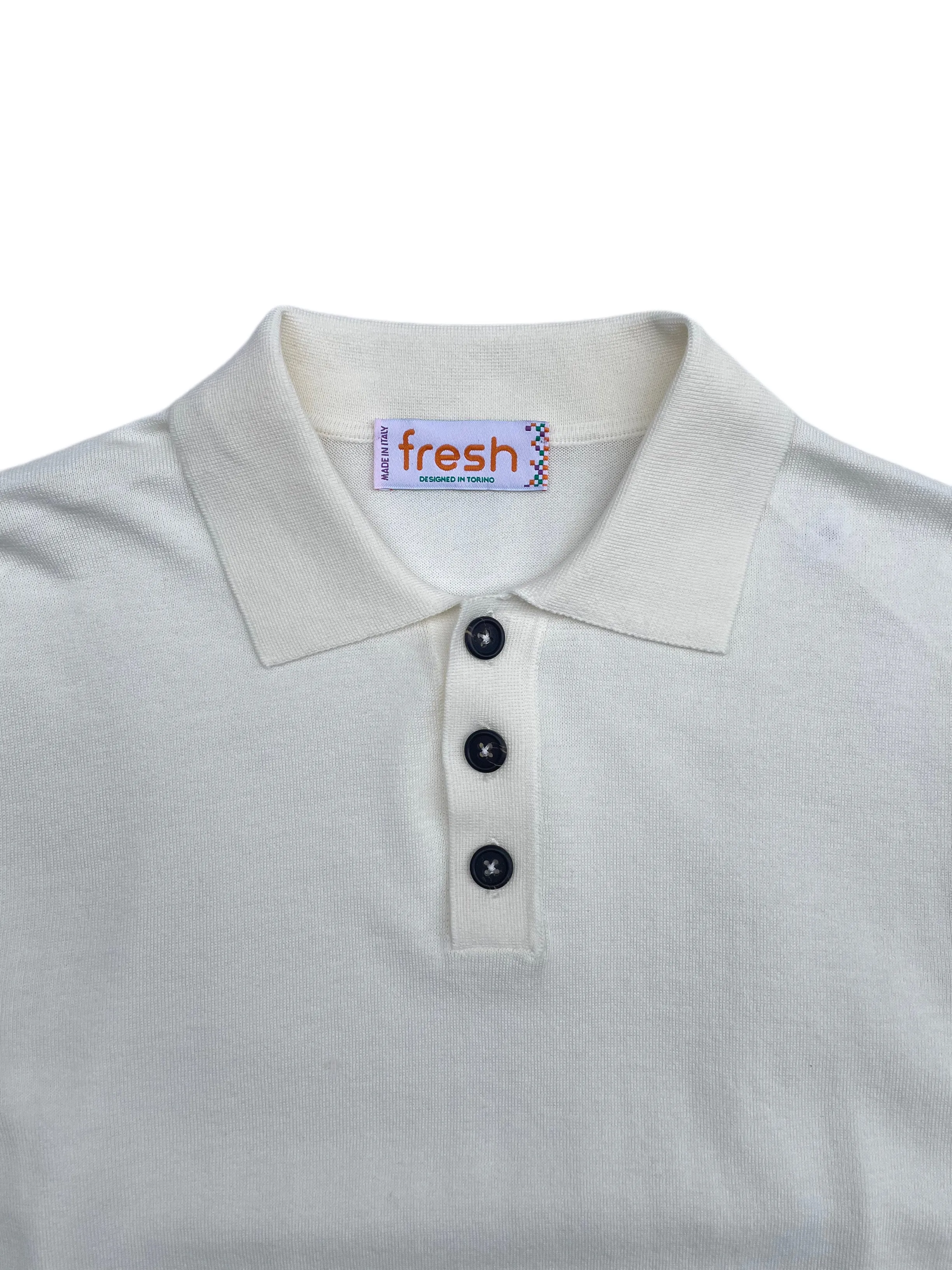 FRESH Weller Extra Fine Cotton Knitted Polo In White