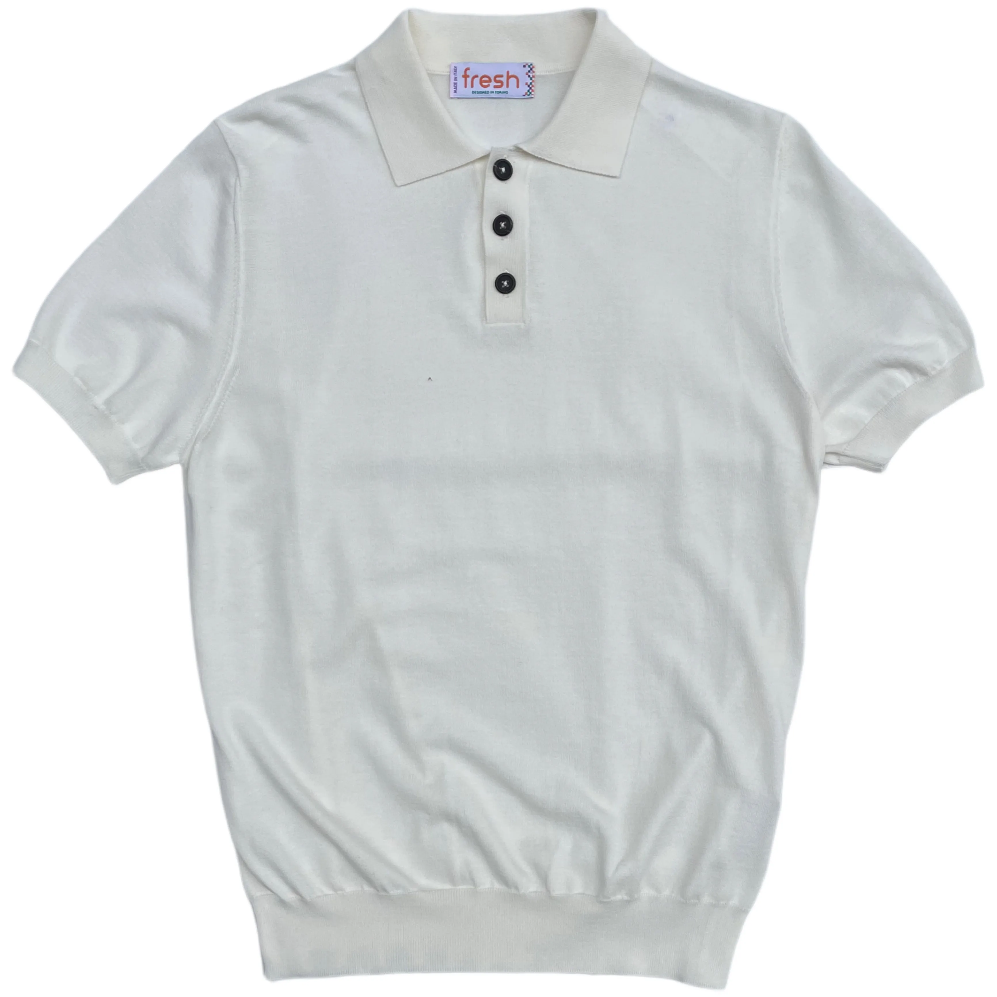 FRESH Weller Extra Fine Cotton Knitted Polo In White