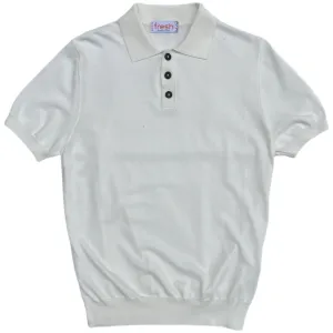 FRESH Weller Extra Fine Cotton Knitted Polo In White