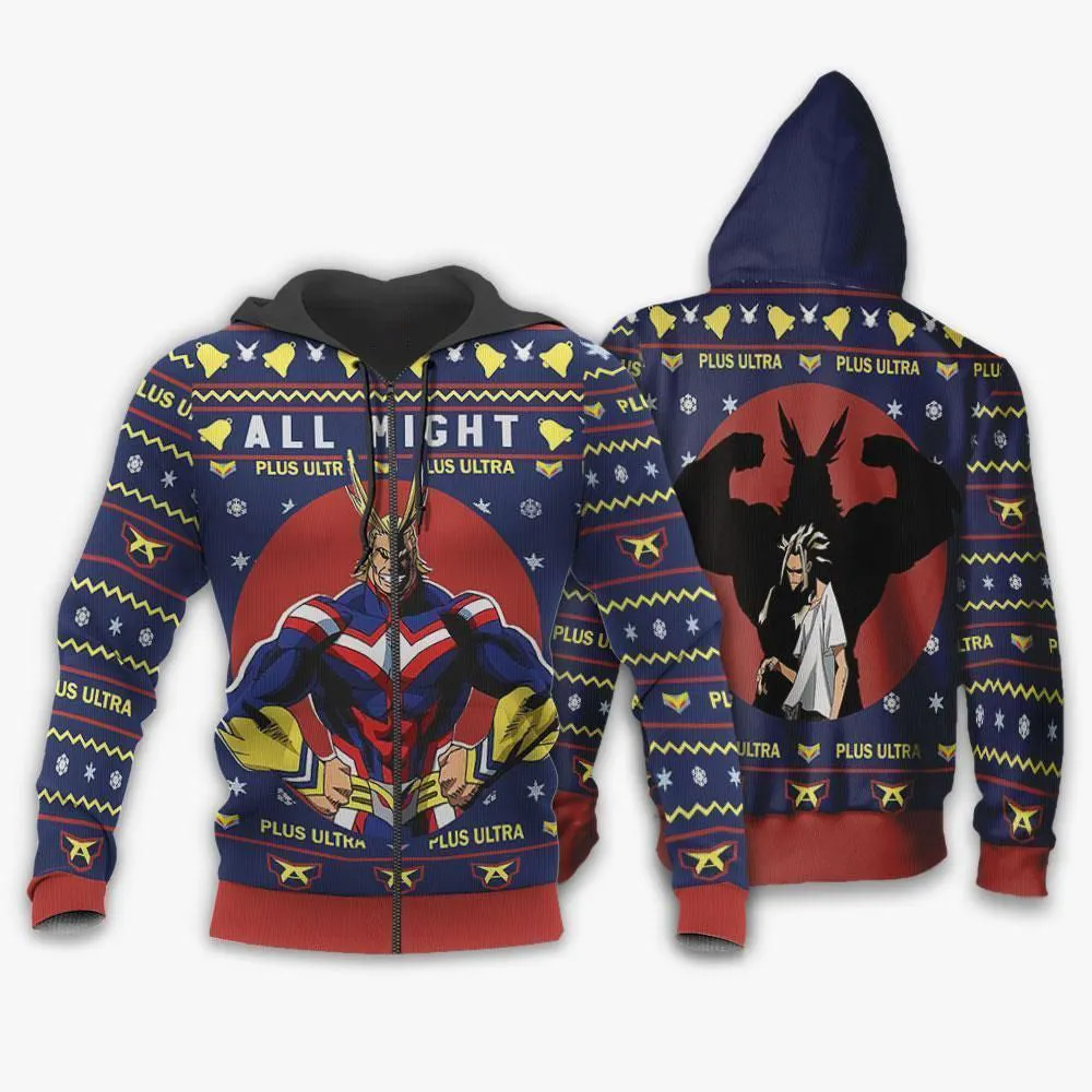 Giftngon - All Might Ugly Christmas Sweater My Hero Academia Anime Xmas Shirt