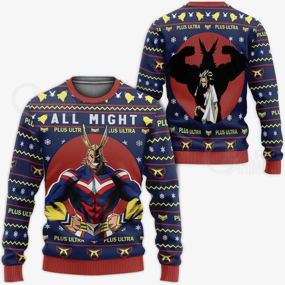 Giftngon - All Might Ugly Christmas Sweater My Hero Academia Anime Xmas Shirt