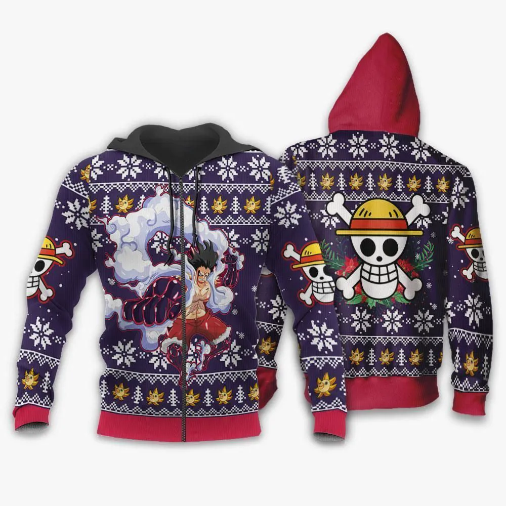 Giftngon - Luffy Gear 4 Ugly Christmas Sweater One Piece Anime Xmas For Kids