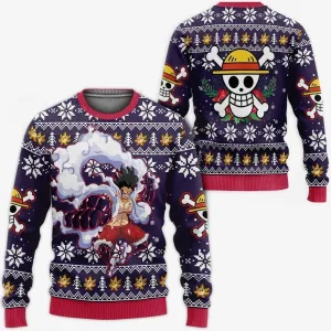 Giftngon - Luffy Gear 4 Ugly Christmas Sweater One Piece Anime Xmas For Kids