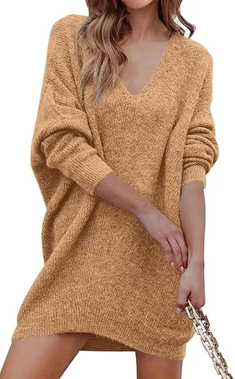 Grey Casual Oversized Pullover Sweaters Dress