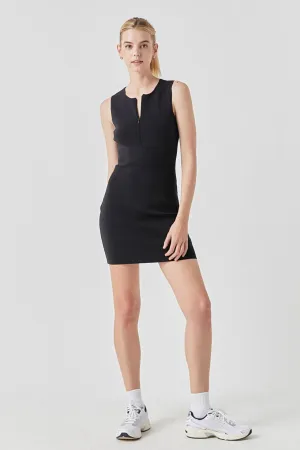 Grey Lab - Front Zip Sleeveless Knit Mini Dress