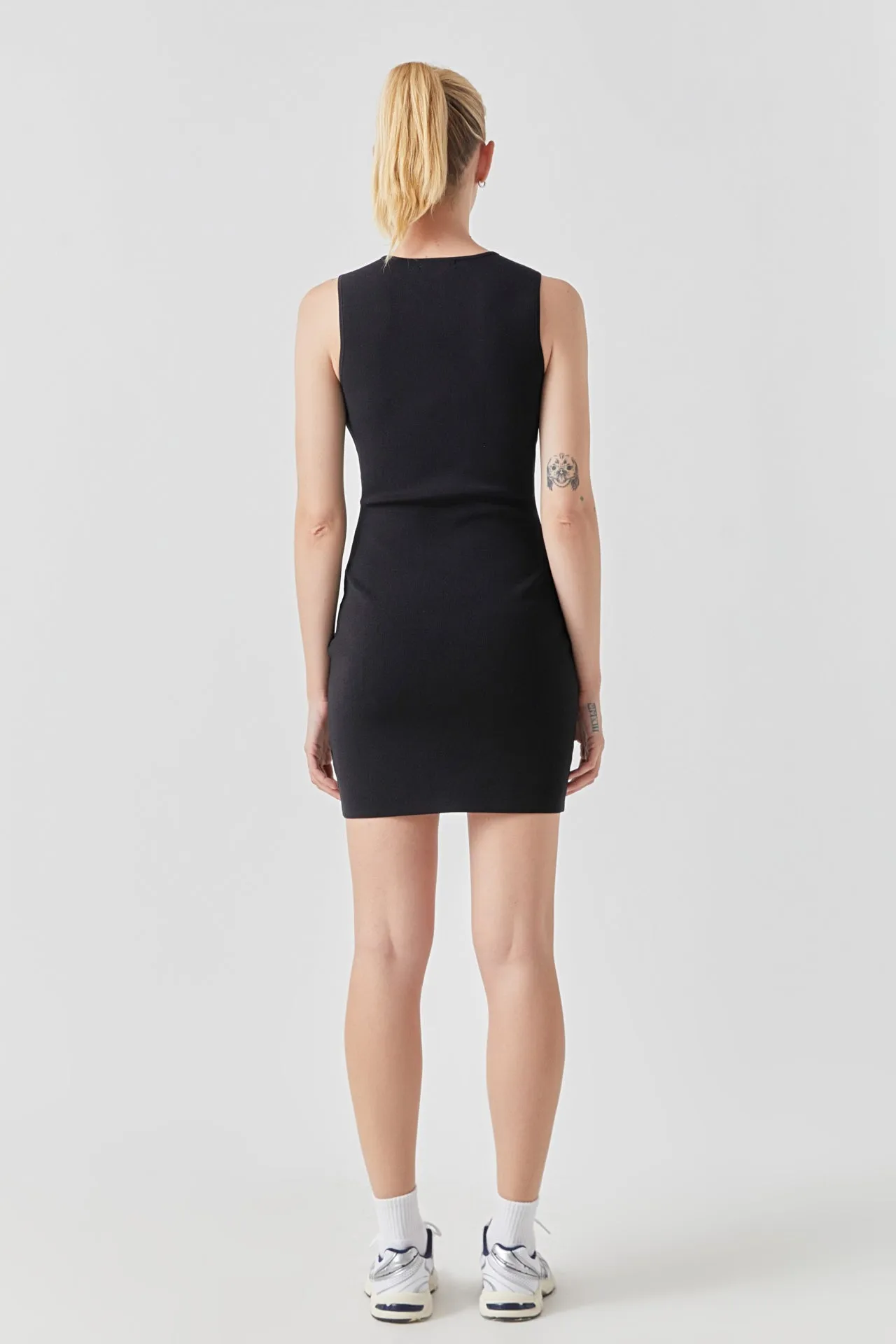 Grey Lab - Front Zip Sleeveless Knit Mini Dress
