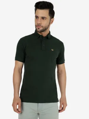 Groove Green Solid Slim Fit Polo T-Shirt | JadeBlue