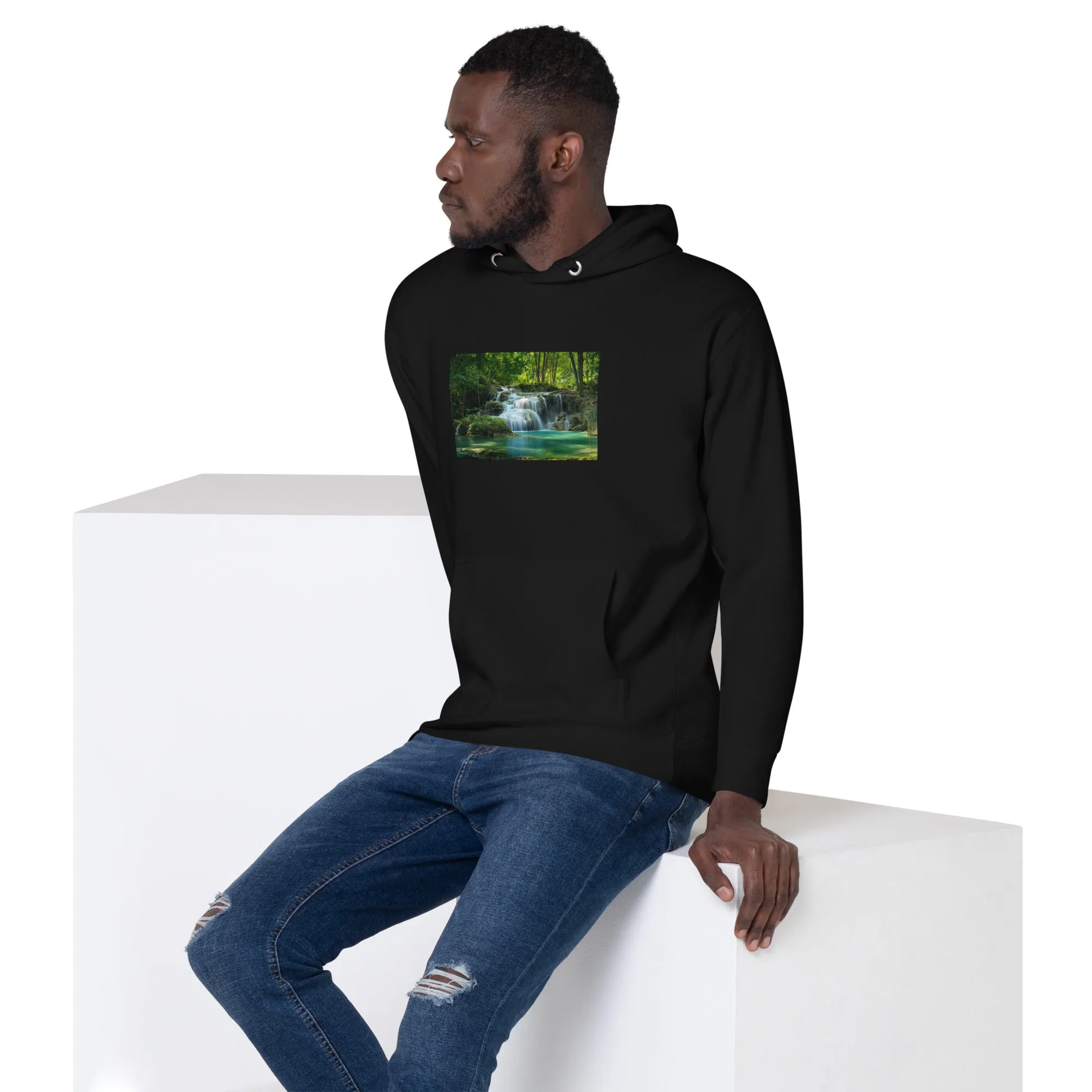 Hoodie Mens Designer (Hoodies Mens - Nature Waterfall 001)