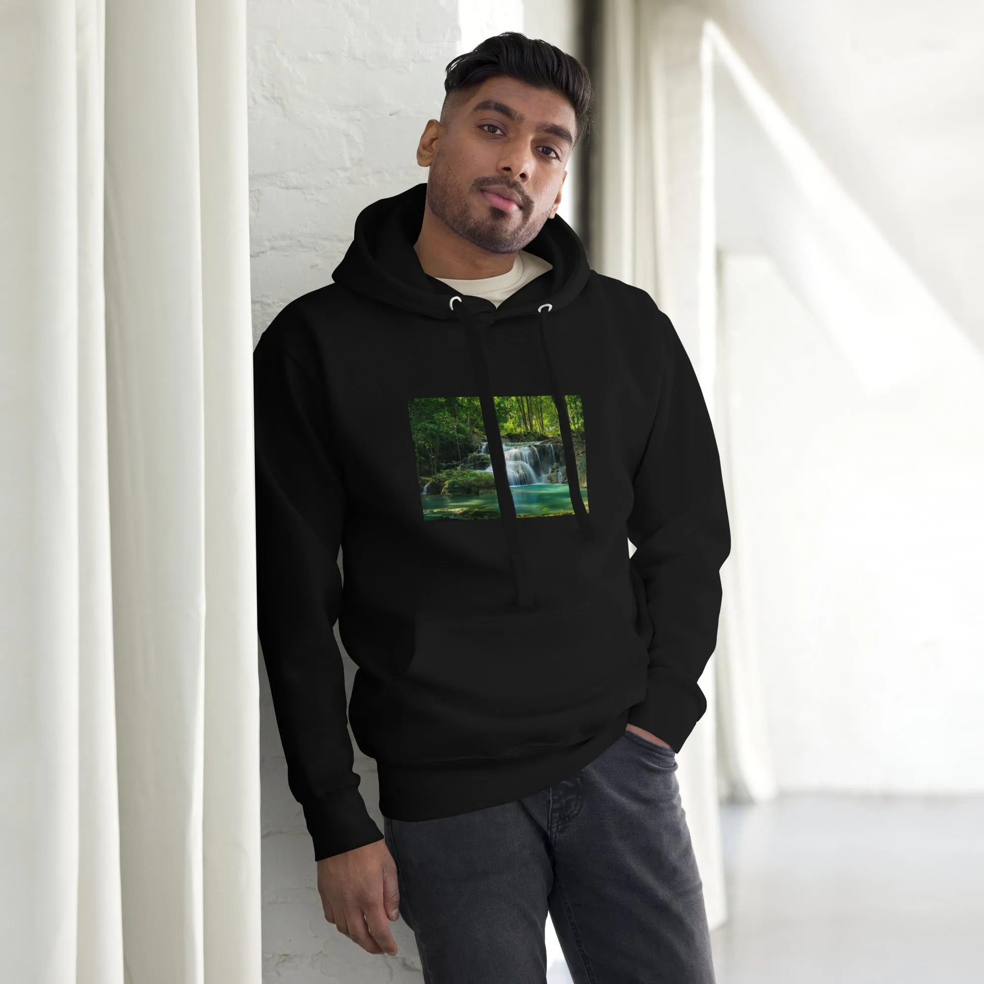 Hoodie Mens Designer (Hoodies Mens - Nature Waterfall 001)