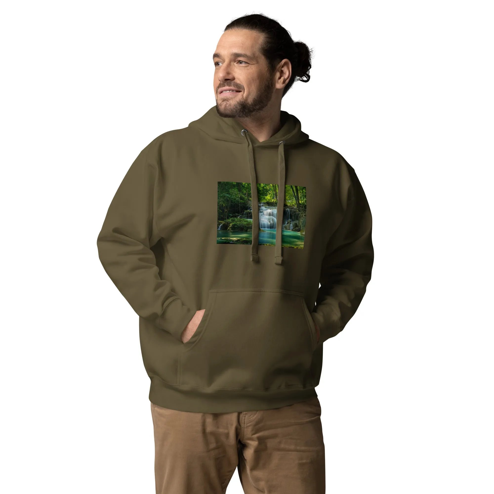 Hoodie Mens Designer (Hoodies Mens - Nature Waterfall 001)