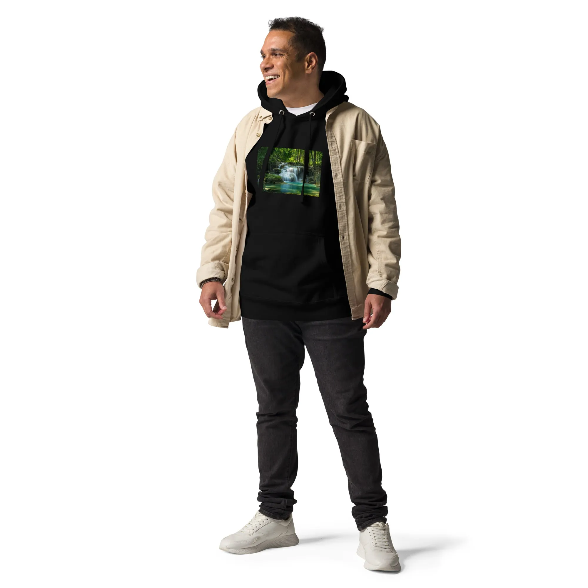Hoodie Mens Designer (Hoodies Mens - Nature Waterfall 001)