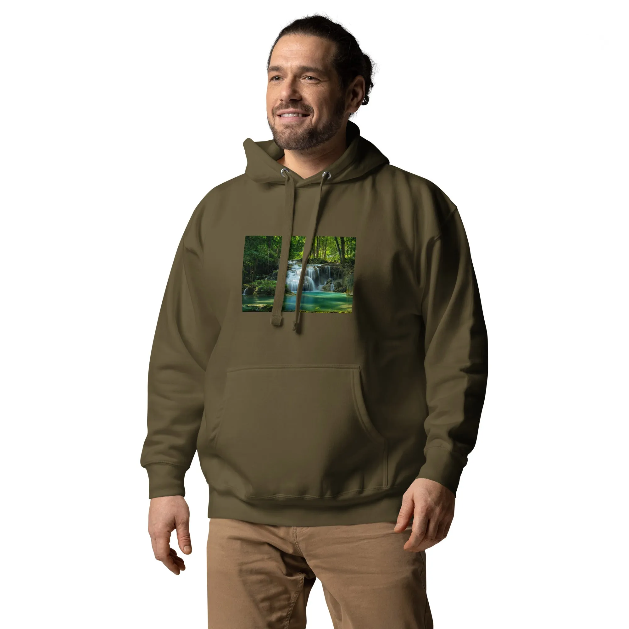 Hoodie Mens Designer (Hoodies Mens - Nature Waterfall 001)