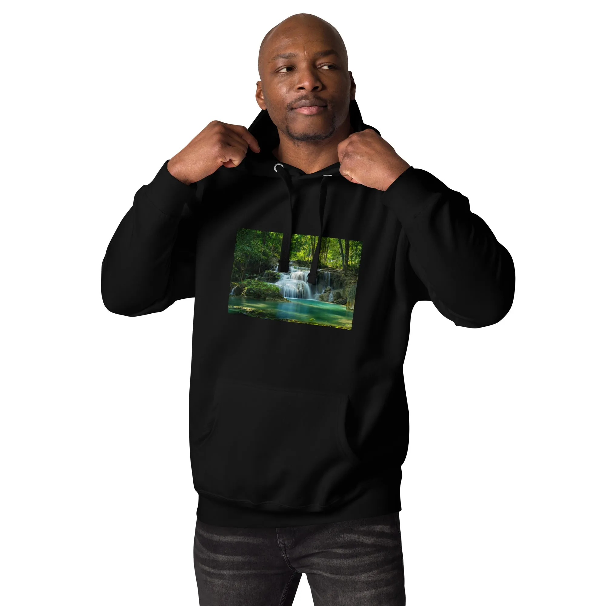Hoodie Mens Designer (Hoodies Mens - Nature Waterfall 001)
