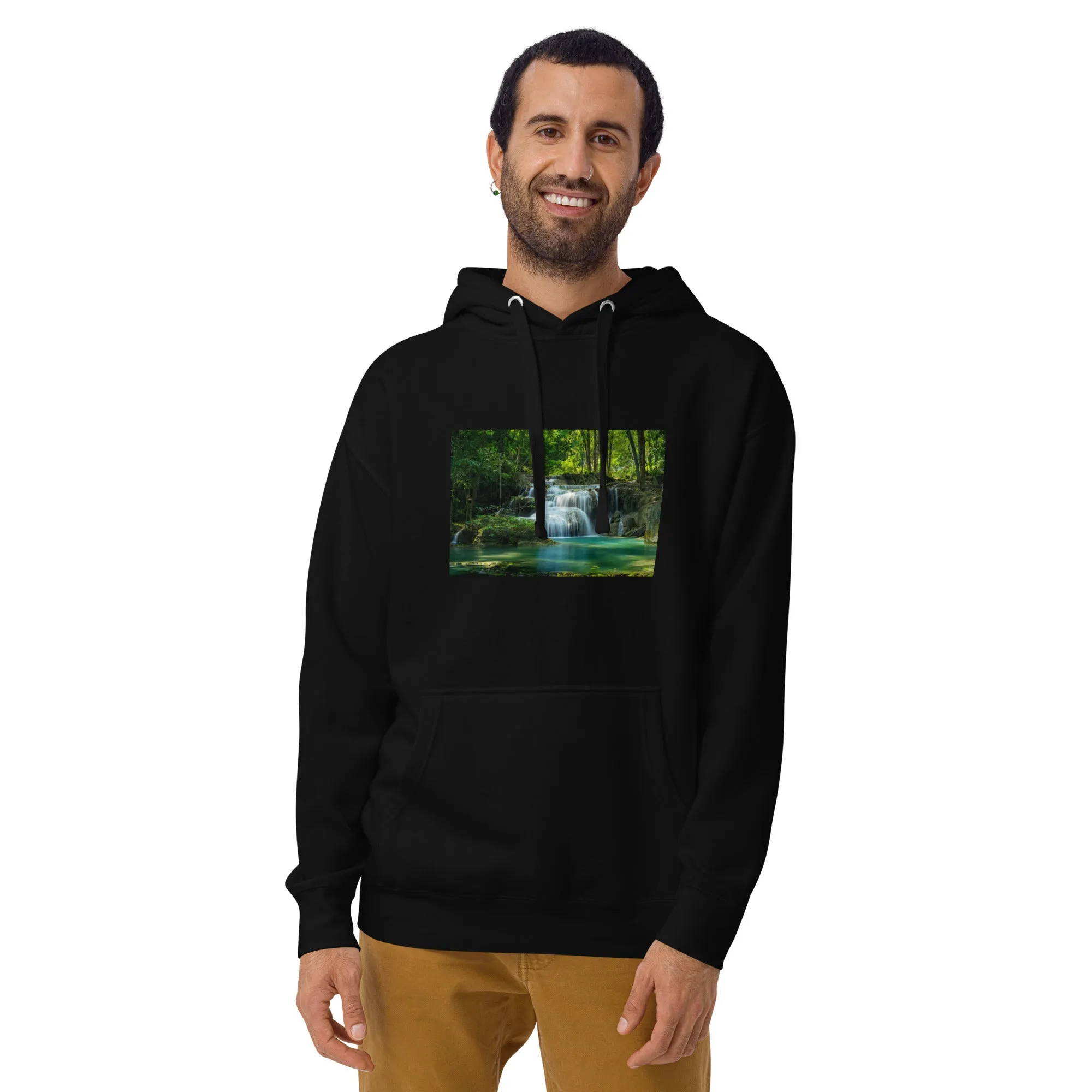 Hoodie Mens Designer (Hoodies Mens - Nature Waterfall 001)
