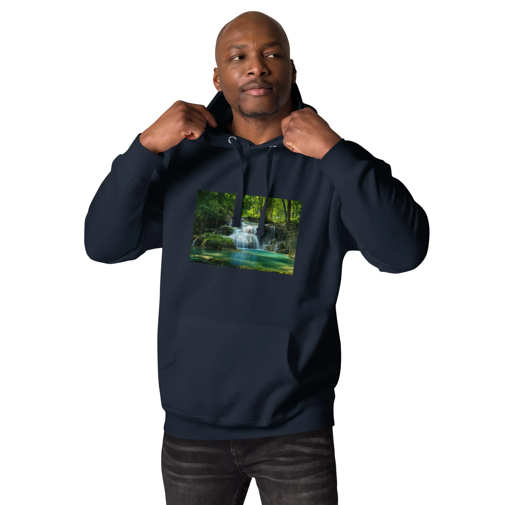 Hoodie Mens Designer (Hoodies Mens - Nature Waterfall 001)