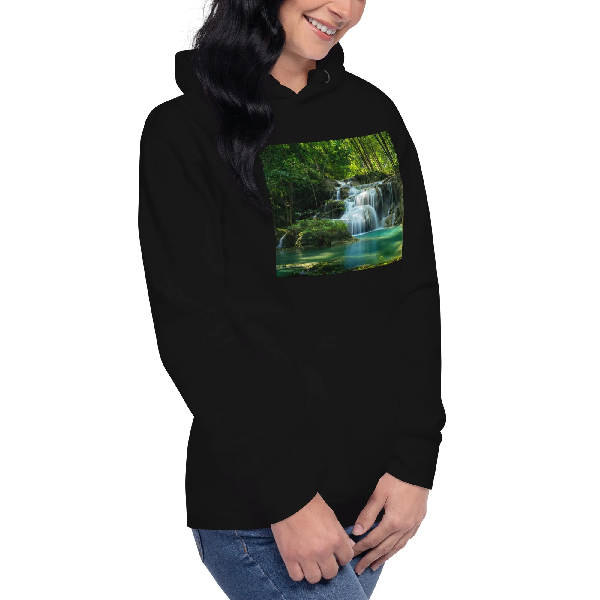 Hoodie Womens Designer (Hoodies Womens - Nature Waterfall 001)