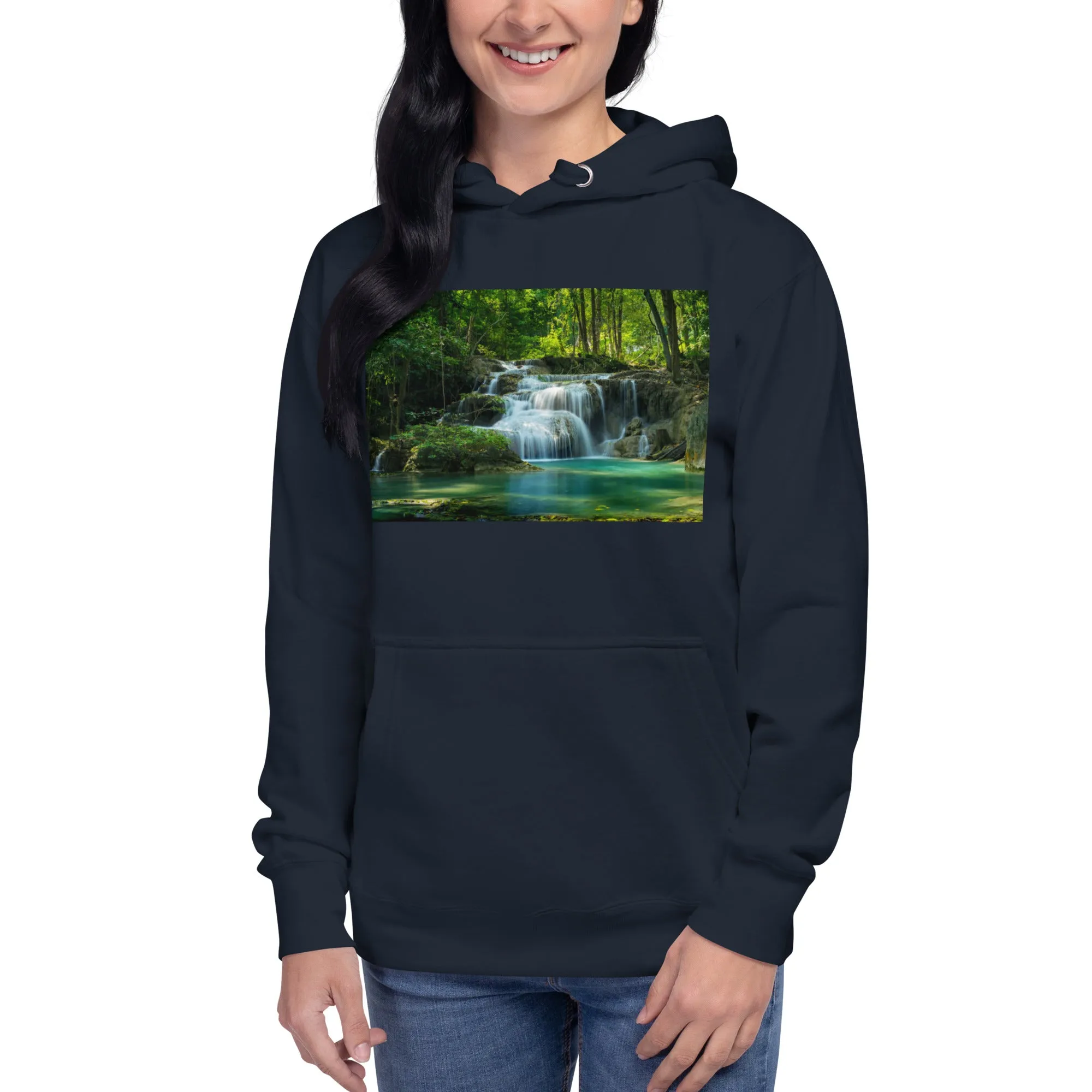 Hoodie Womens Designer (Hoodies Womens - Nature Waterfall 001)