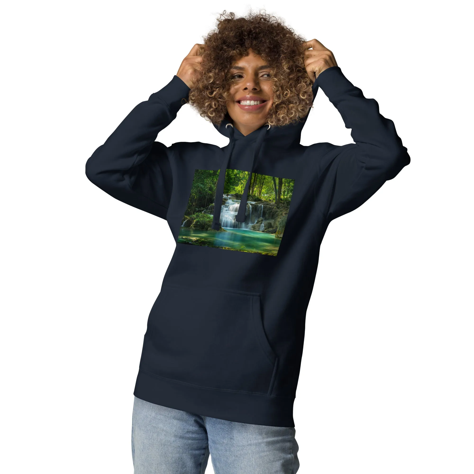 Hoodie Womens Designer (Hoodies Womens - Nature Waterfall 001)