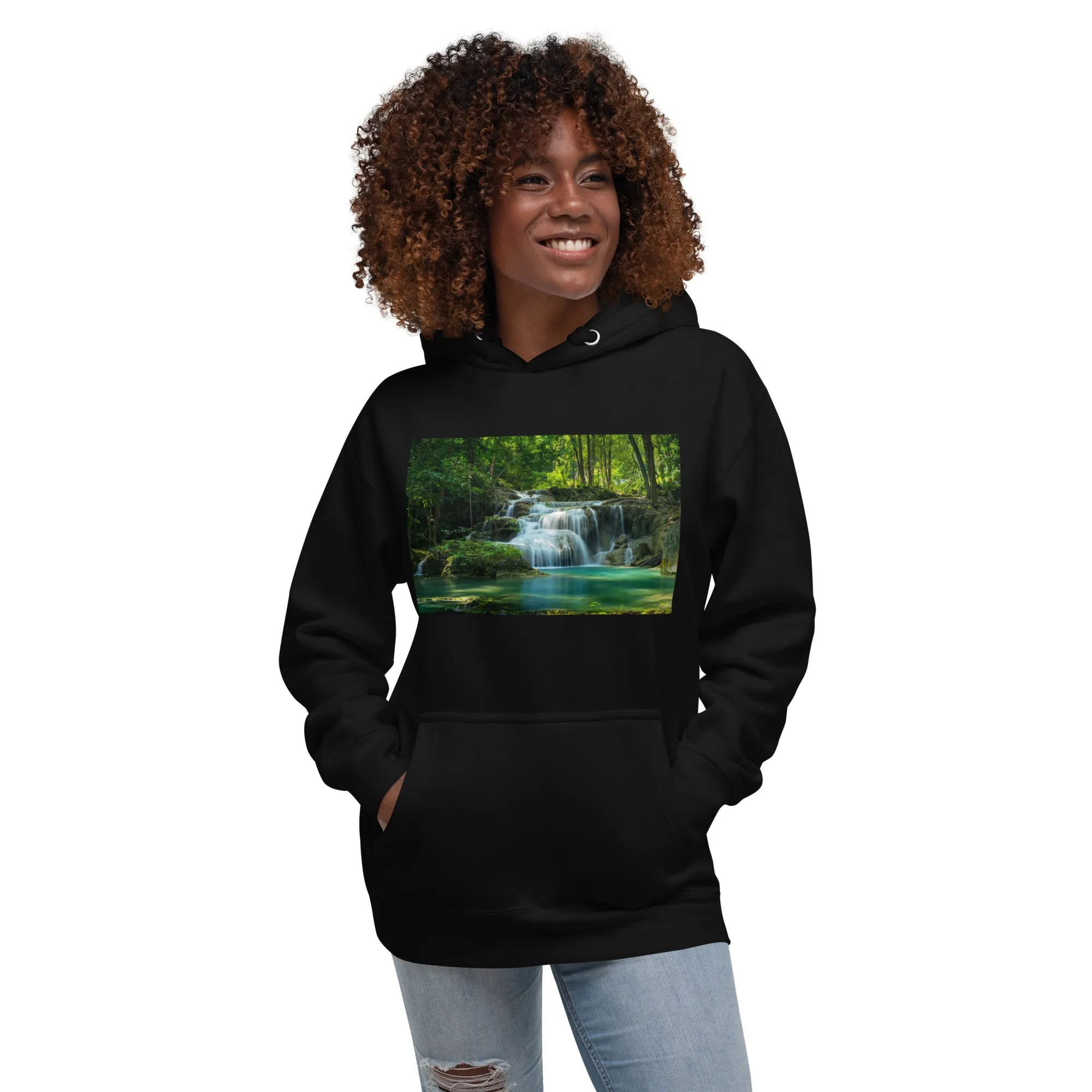 Hoodie Womens Designer (Hoodies Womens - Nature Waterfall 001)